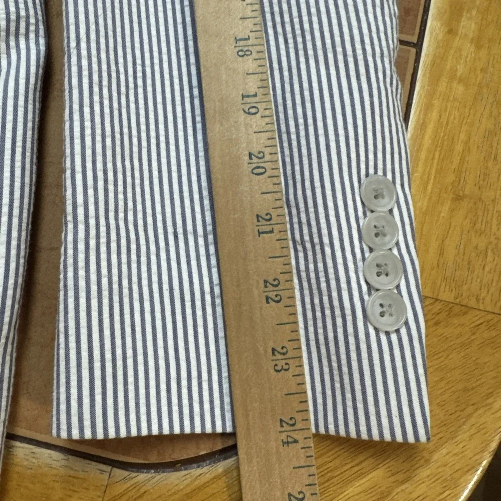 Jos A Bank Sz 36S Slim Fit Seersucker Sport Coat Blue White Cotton Blazer Jacket